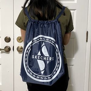 NEW SKECHERS Blue Logo Nylon Drawstring Backpack